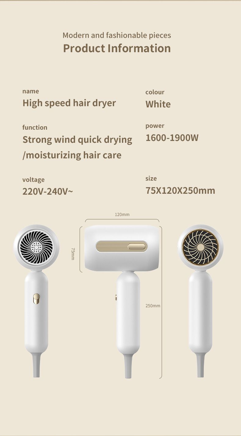 Hair Dryer – 1900W Professional Salon-Grade Blow Dryer With 3 Speed Settings, Negative Ion & Blue Light Technology, Overheat Protection_voghion.com