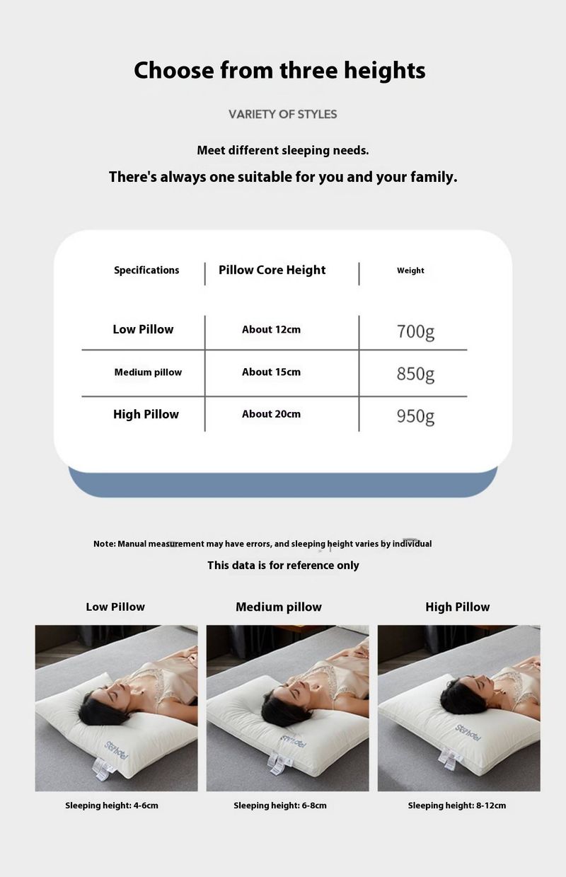 Set di cuscini per hotel in cotone di alta qualità (3 pezzi) – Altezza regolabile (bassa/media/alta), traspirante e ipoallergenico, supporto ergonomico per il collo_voghion.com