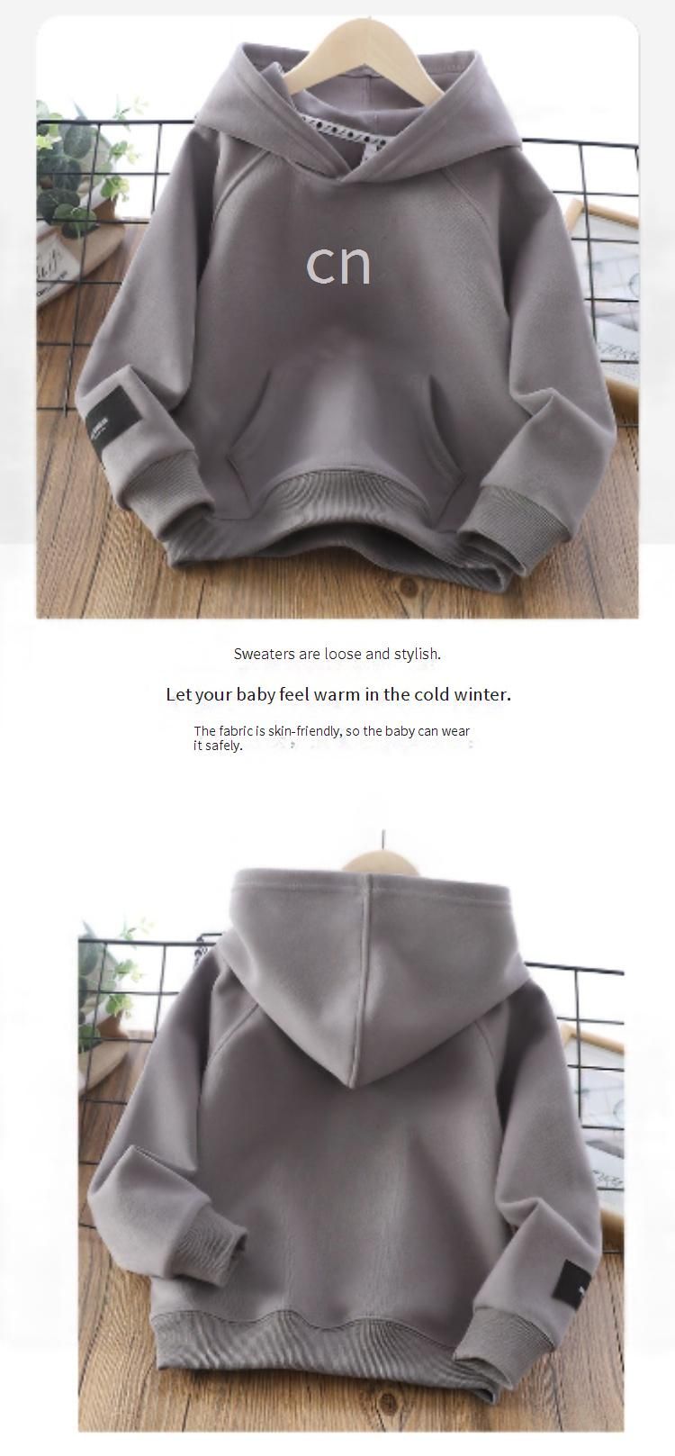 Soft Cotton Kids Hoodie With Embroidery - Unisex Long Sleeve Pullover For Boys & Girls (8+ Years, 110-170cm) - Minimalist Style_voghion.com