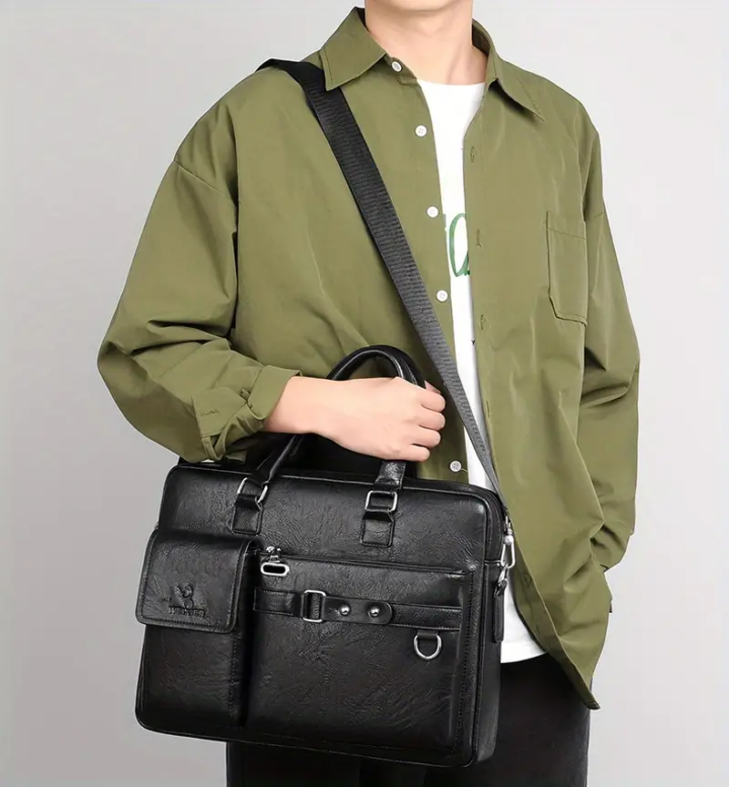 Sac à main d'affaires de luxe léger sac à bandoulière pour ordinateur de voyage d'affaires de grande capacité pour hommes sac à bandoulière en cuir imperméable pour hommes_voghion.com