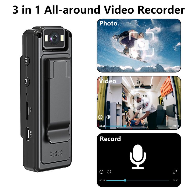 HD 1080P Portable Sports Camera – 1800° Rotating Action Cam For Outdoor, Meetings & Recording_voghion.com