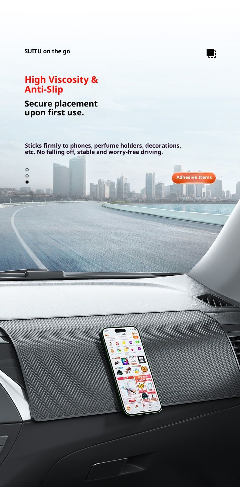 Xiaodeng Silikonmatte für Armaturenbrett, hitzebeständig, für Autoinnenraum, Handyhalterung, kreative Anti-Rutsch-Matte_voghion.com