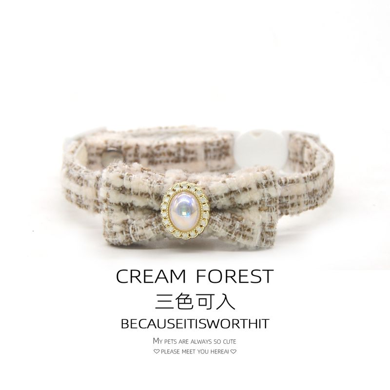 Collier mignon pour chat, style princesse, orné de perles et d'un nœud papillon ; ajustable pour petit chien ; anti-suffocation_voghion.com