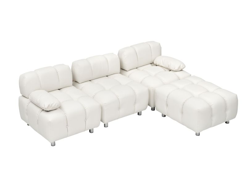 A 90.60-inch technology cloth beige sofa, waterproof, stain and cat scratch resistant, can comfortably sit in the apartment bedroom without taking up _voghion.com
