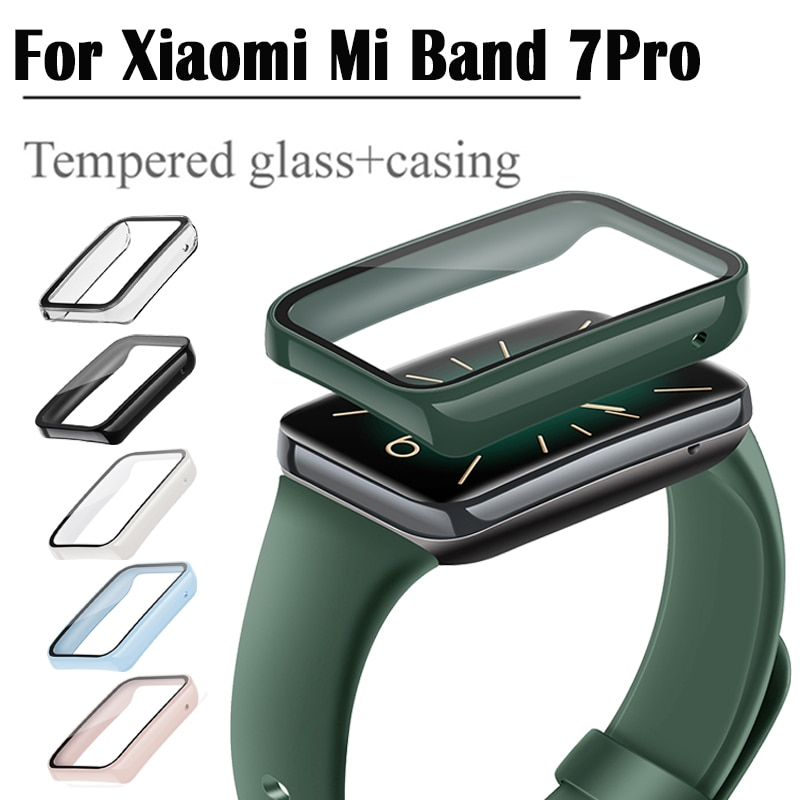 7 Pro PC Fuldt dæksel + hærdet film hårdt etui til Xiaomi Mi Band 7Pro med stropbeklædning Skærmbeskytter_voghion.com