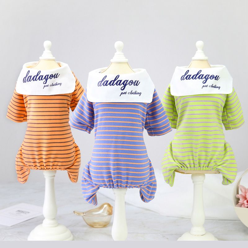 Haustier Hund Herbst und Winter Teddy Haustiere, vierbeinige Hoodies, Wollkleidung, 21 gestreifte Hauskleidung_voghion.com