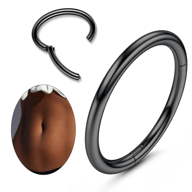 Piercing per ombelico in acciaio inossidabile 14G con clicker per donna, piercing per ombelico, setto nasale rotondo, 6-14 mm_voghion.com