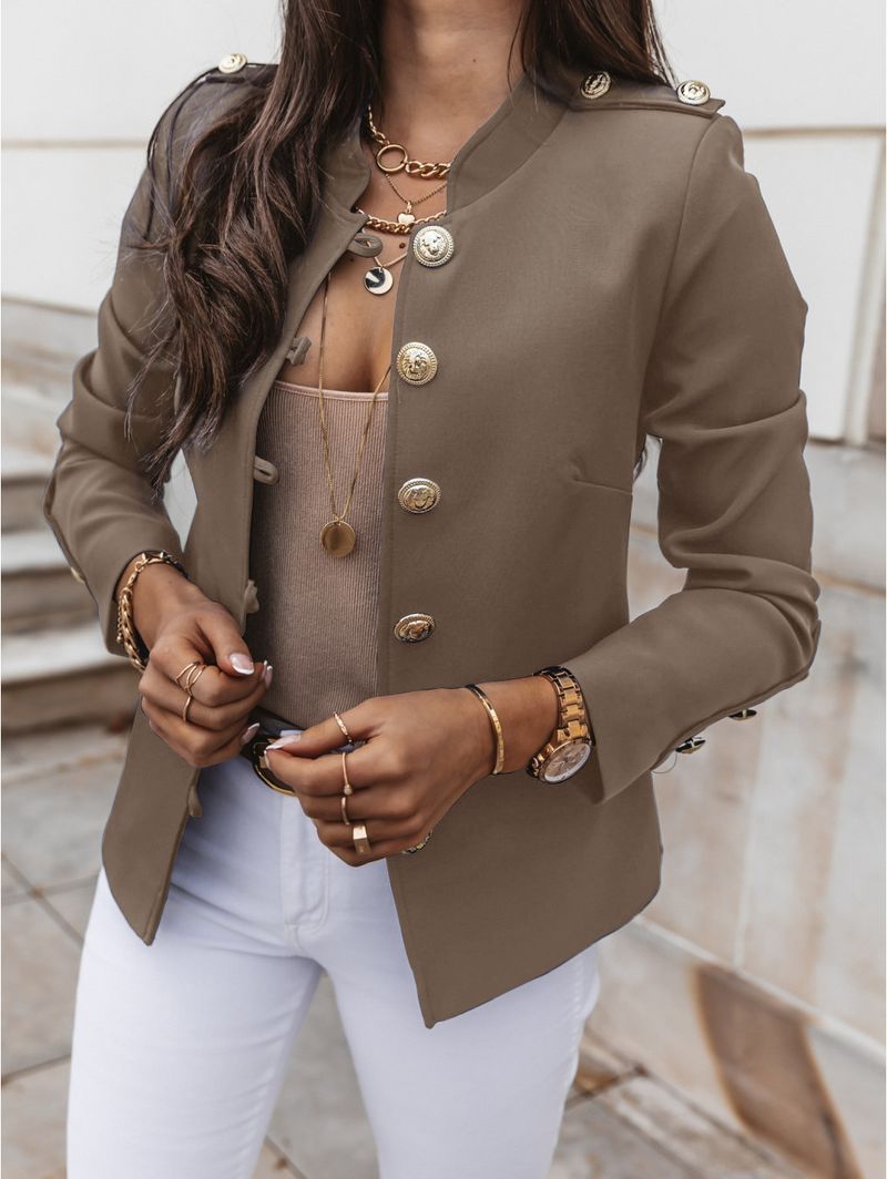 Blazer monopetto slim fit da donna – Blazer casual in cotone elasticizzato (S-3XL, colori a tinta unita, perfetto per lo streetwear e l'ufficio)_voghion.com