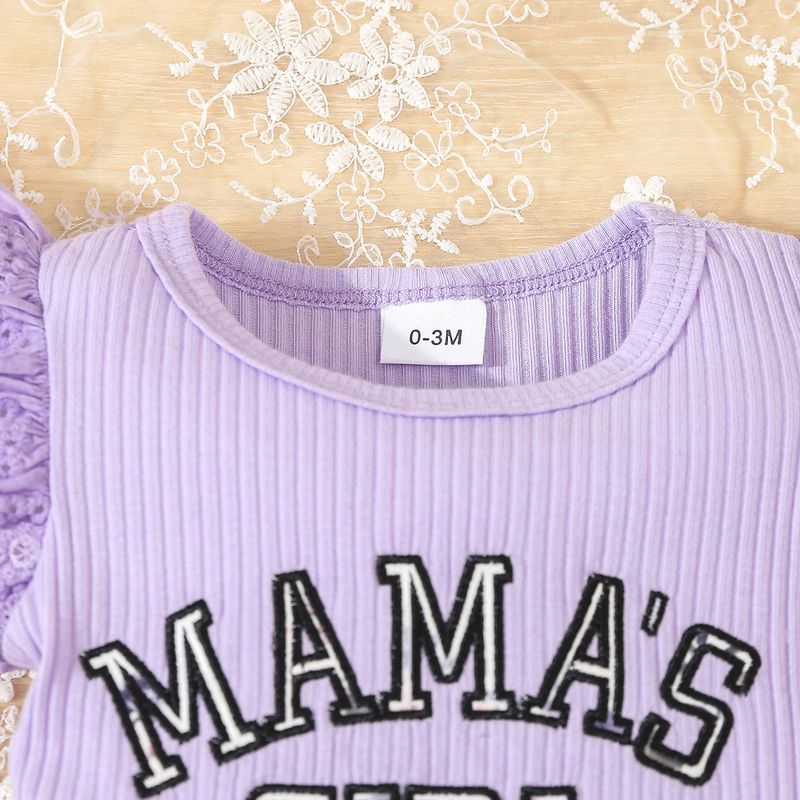 Adorabile completo da neonato composto da 3 pezzi con ricamo di lettere e stampa a fiocco, in morbida maglia di cotone, comodo ed elegante per neonati (0-12 mesi)_voghion.com