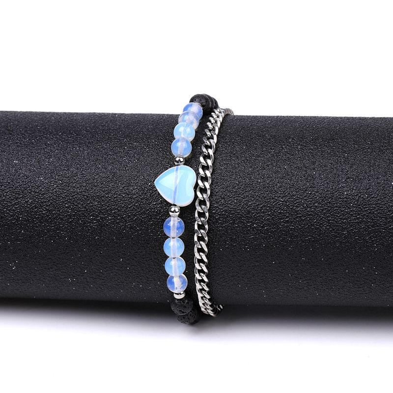 Green Aventurine & Rose Quartz Braided Bracelet - 6mm Healing Stones With Stainless Steel Chain, Unisex Spiritual Jewelry_voghion.com