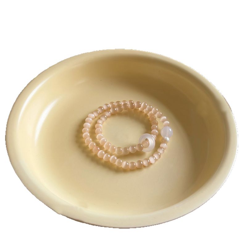 Cat's Eye Stone Double Circle Beaded Niche Design Cool And Elegant Bracelet Light High-end Layered Jewelry_voghion.com