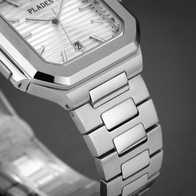 PLADEN Brand Watch, Fashion Business Classic Square High Quality Luminous Stainless Steel Quartz Men's Watch_voghion.com