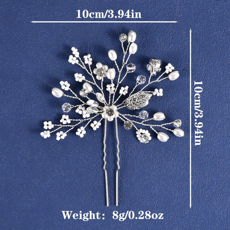 Women's Jewelry bridal headdress, handmade flower pearl U-shaped hair fork, wedding dress accessories, hairpin_voghion.com
