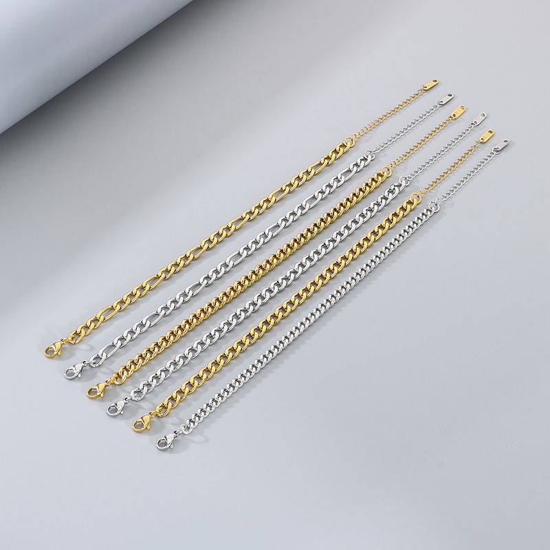 Cavigliera da donna con catena cubana semplice ed elegante, in acciaio inossidabile NK, alla moda e unica_voghion.com