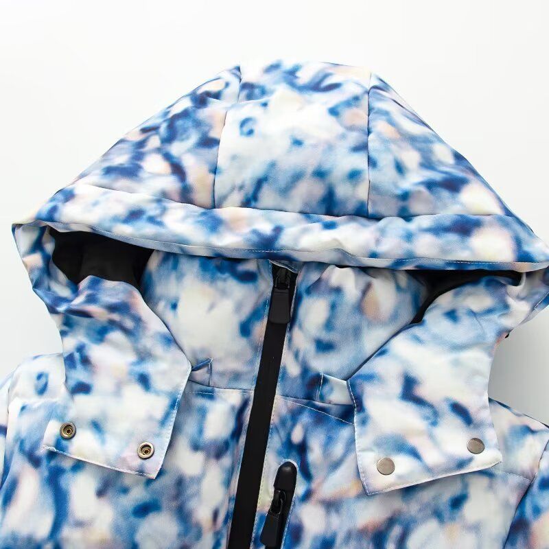 Stijlvolle, nauwsluitende pufferjas voor dames, voor skiën en streetwear - lichtgewicht en warme winterjas met riem (zwart/blauw/grijs/geruit)_voghion.com