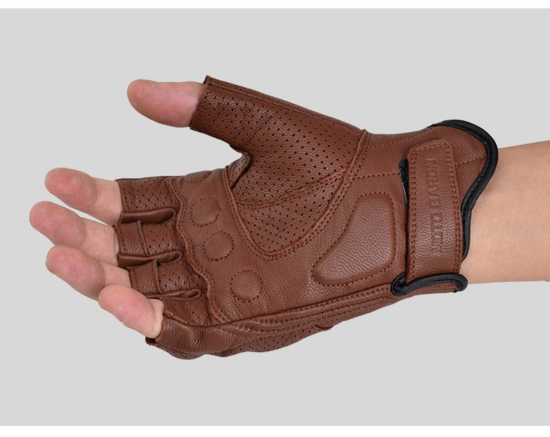 Motosiklet dana derisi sürücü yarım parmaklı eldiven, kalınlaştırılmış düşme ve çarpışma önleyici kabuk, nefes alabilen arazi dışı_voghion.com