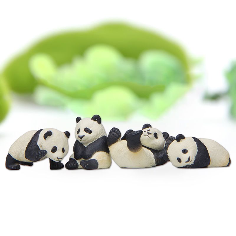 4Pcs Panda Figurines Panda Models Gardening Doll Ornament Accessories Dollhouse Animal Figure Micro Landscape Garden Decoration_voghion.com