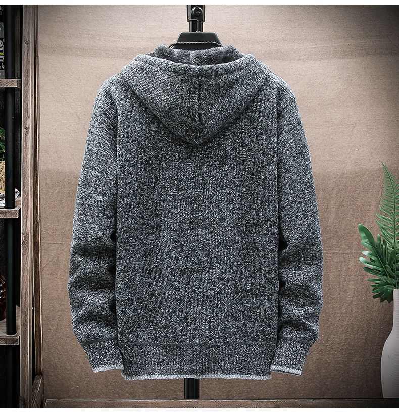 Herrenbekleidung Herbst und Winter Herren Reißverschluss Langarmtasche plus samtgepolsterte Jacke Kleidung Jugend Kapuzenjacke_voghion.com