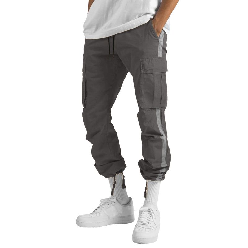 Pantaloni cargo da uomo nuovi, primavera-autunno 2025, con coulisse e design a blocchi di colore_voghion.com