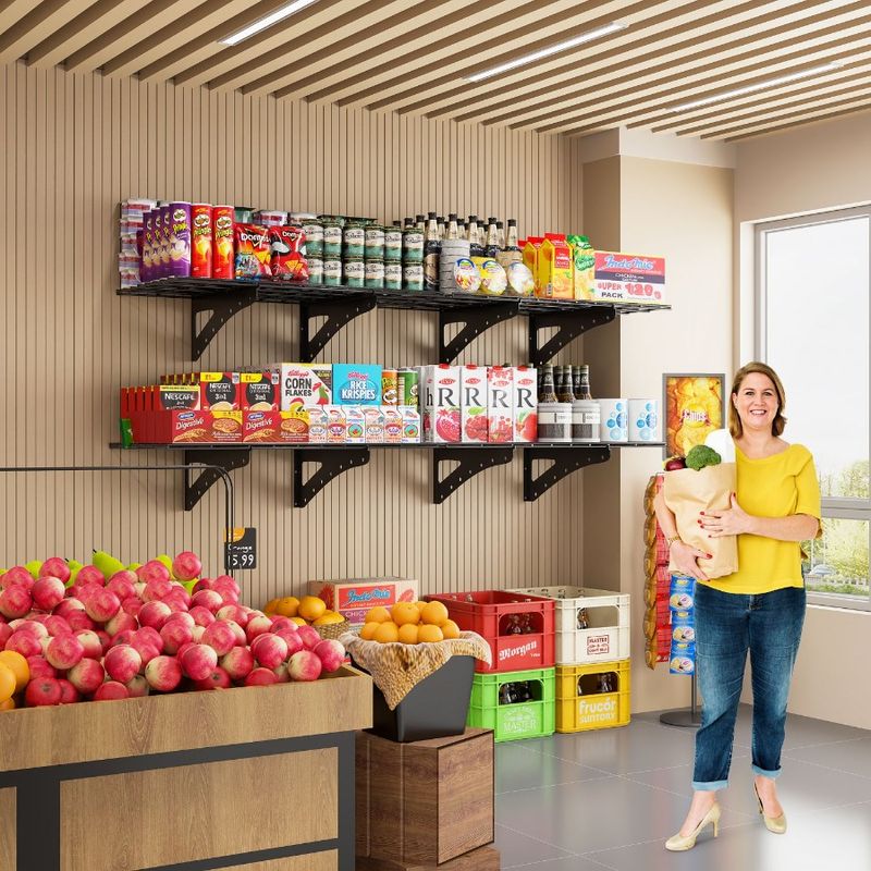 Duty Shelf Wall Garage Shelf Mounted 24*48 For Inch 2Pack Black Heavy Storage Supermarket Wall Shelf Wall_voghion.com
