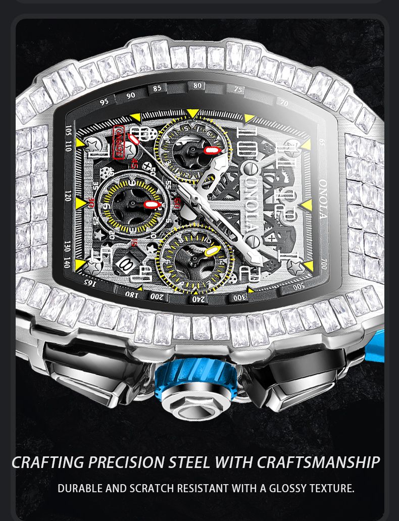 ONOLA 6826F Top Brand Sports Men's Diamond Watches Luxury Automatic Mechanical Watch For Men Silicone Strap Military Wristwatch_voghion.com