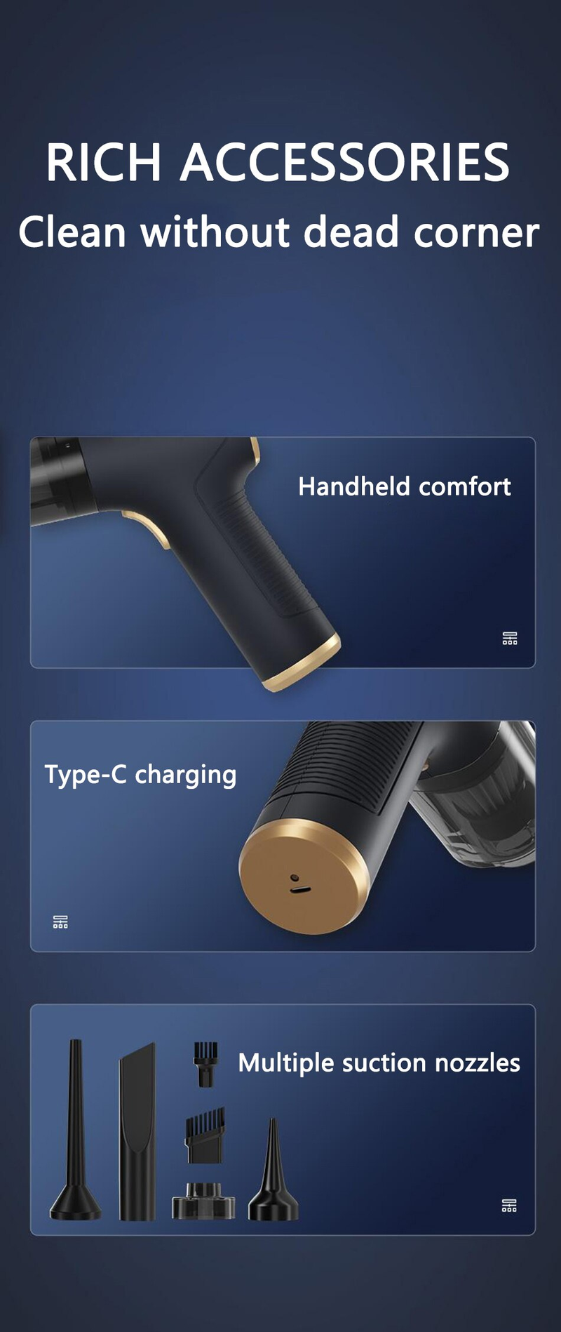 2023 cyklonfilter uppladdningsbart batteri för maskintillbehör Handhållen kraftfull trådlös bildammsugare Minitvätt för bil_voghion.com