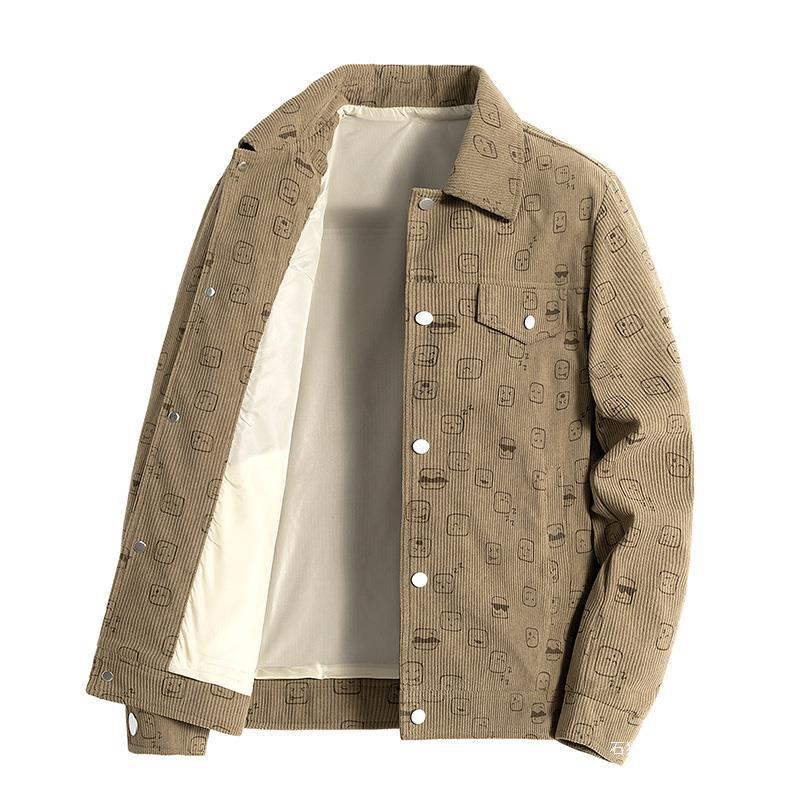 Men's Clothing Spring And Autumn Print Corduroy Jacket With Large Pockets Workwear_voghion.com