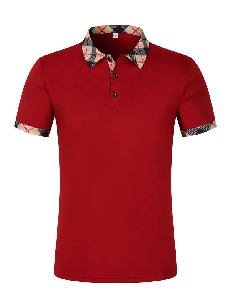 Ropa de hombre, moda de negocios, camiseta de manga corta, polo ajustado para hombre, top con botones_voghion.com