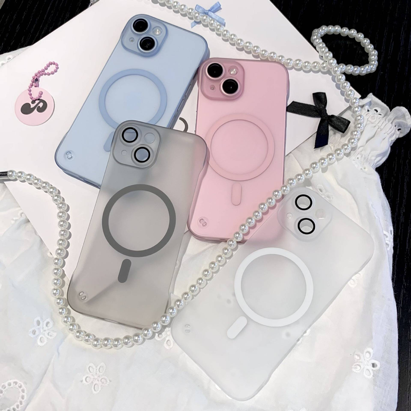 Coques et étuis pour iPhone 16, étui pour téléphone portable, film magnétique sans cadre givré, étui pour téléphone portable 12, étui au toucher peau 13_voghion.com