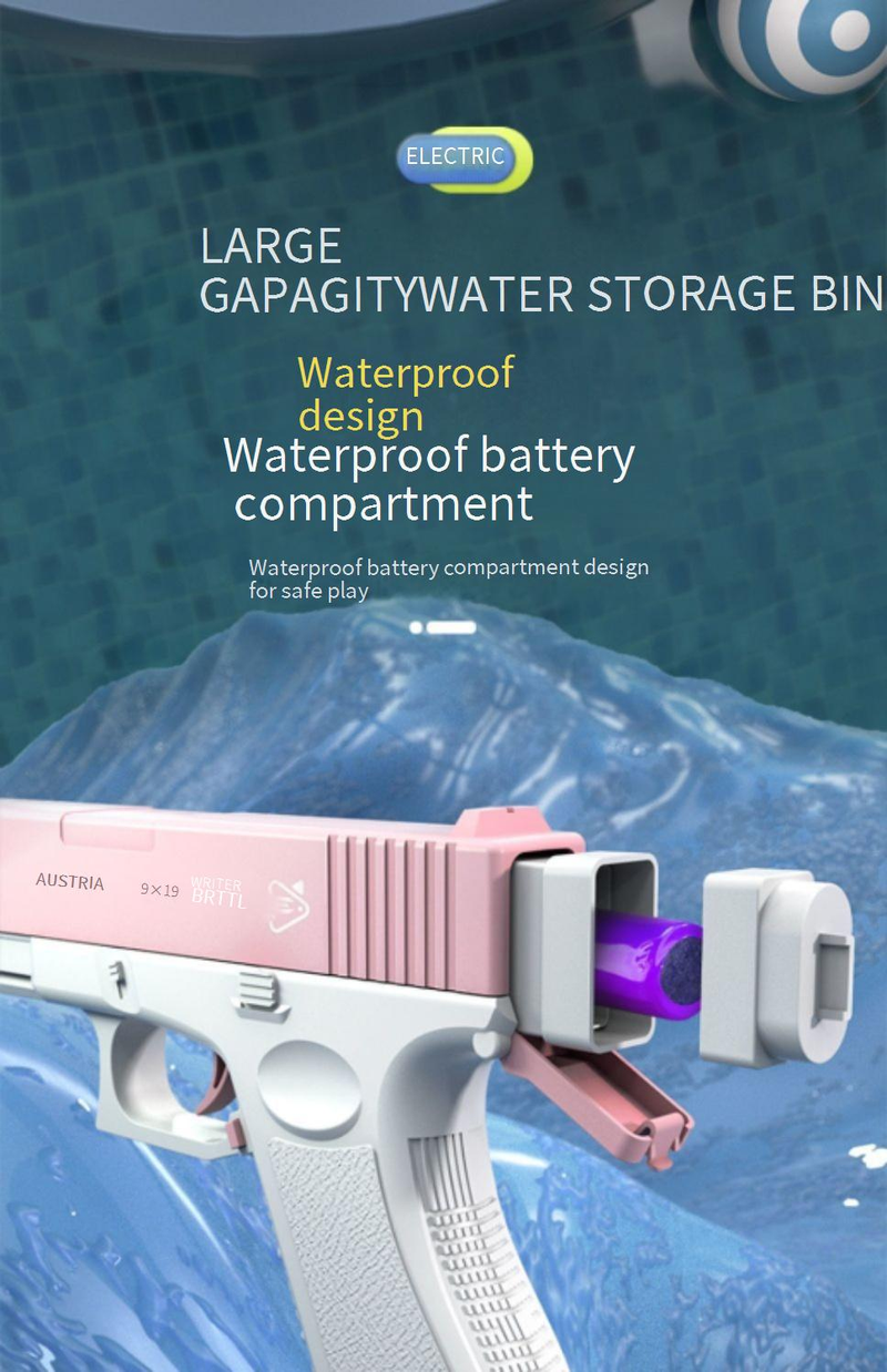 Pistola de agua eléctrica Glock para niños, juguete de pistola de agua de combate Glock_voghion.com
