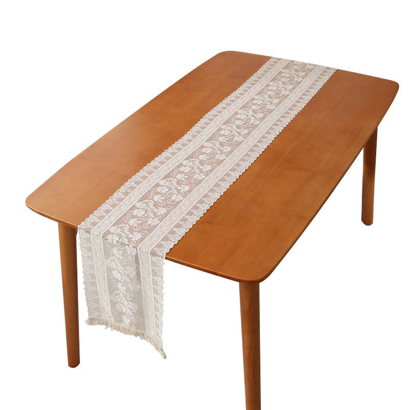 Çift Katmanlı Dantel Masa Örtüsü, Saçaklı 60 İnç, Sehpa, TV Sehpası, Çiçek Nakışlı, Yıkanabilir Hafif Ev Dekorasyonu_voghion.com