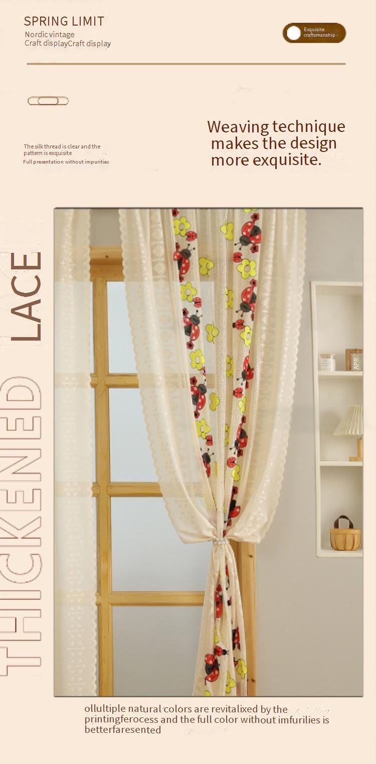 Moderne, bestickte, transparente Vorhänge – Spitzenvorhänge mit Schmetterlings- und Käfermotiven für das Wohnzimmer (140 x 260 cm, halbtransparent, 40–70 % Lichtfilterung, fertig zum Aufhängen)_voghion.com