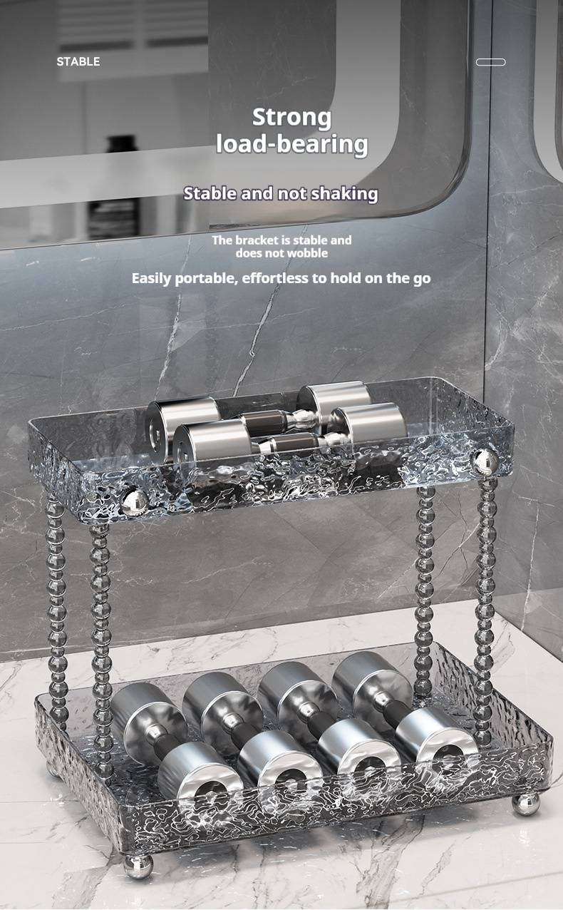 Organizer da bagno a 2 livelli - Mensola da appoggio per spazzolino da denti, cosmetici e prodotti per la cura della pelle (grigio trasparente, impermeabile, capacità 10 kg)_voghion.com