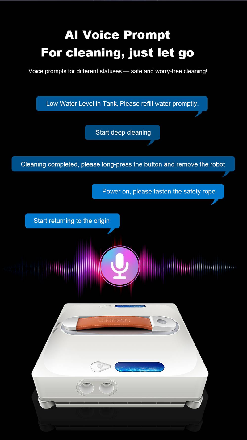 Robot lave-vitres Liectroux S11, jet d'eau 4 directions, navigation intelligente, système de sécurité multiple, fonctionnement sans cadre, télécommande et application._voghion.com