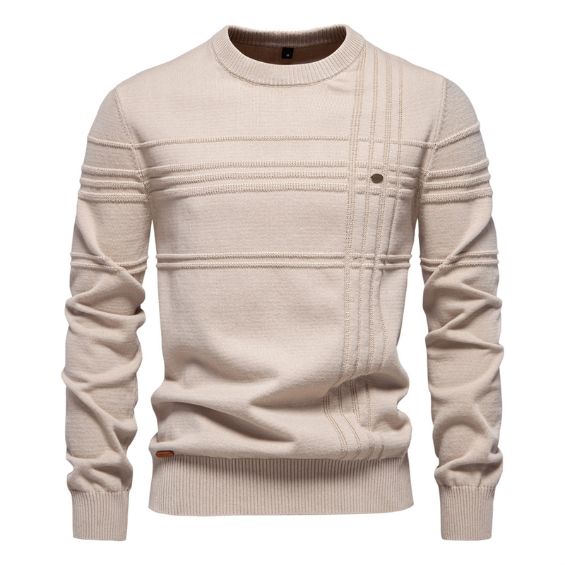 Herren Rundhalspullover Pullover Gestrickte Baumwolle Stripped Qualität Herbst Winter Warme Pullover Für Männer_voghion.com