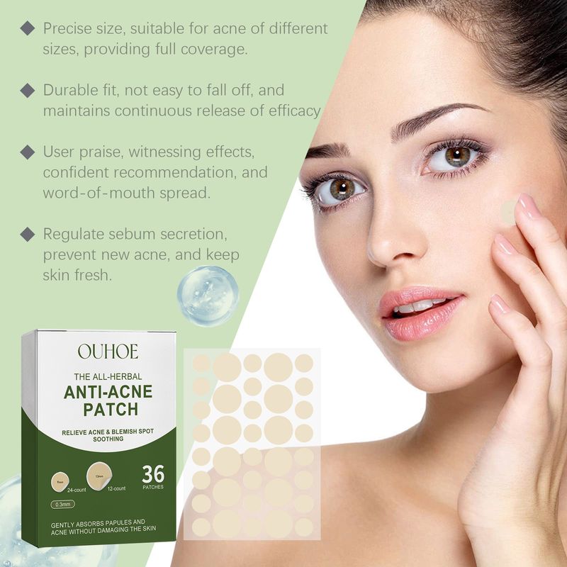 OUHOE Anti-Acne Patch, Gentle Cleansing Helps Relieve Facial Blemishes Appearance Concealer Breathable Facial Care Patch_voghion.com