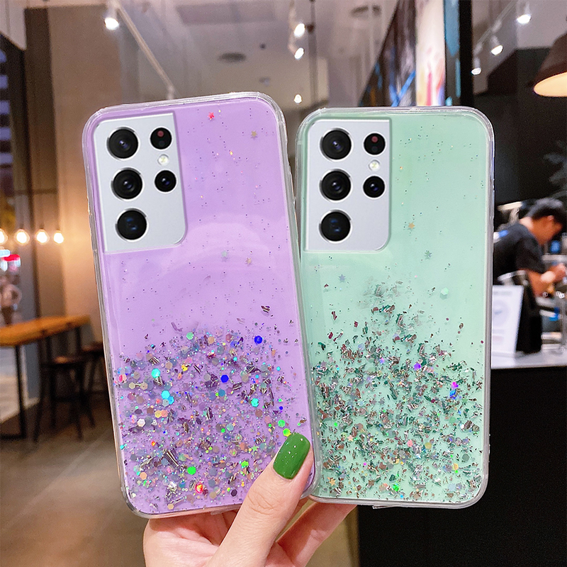 For Samsung Galaxy S21 Ultra Case Glitter Soft Cover On Samsung S21 S10 Plus S 21 S20 FE Ultra A71 A51 A70 A50 A52 A12 A_voghion.com
