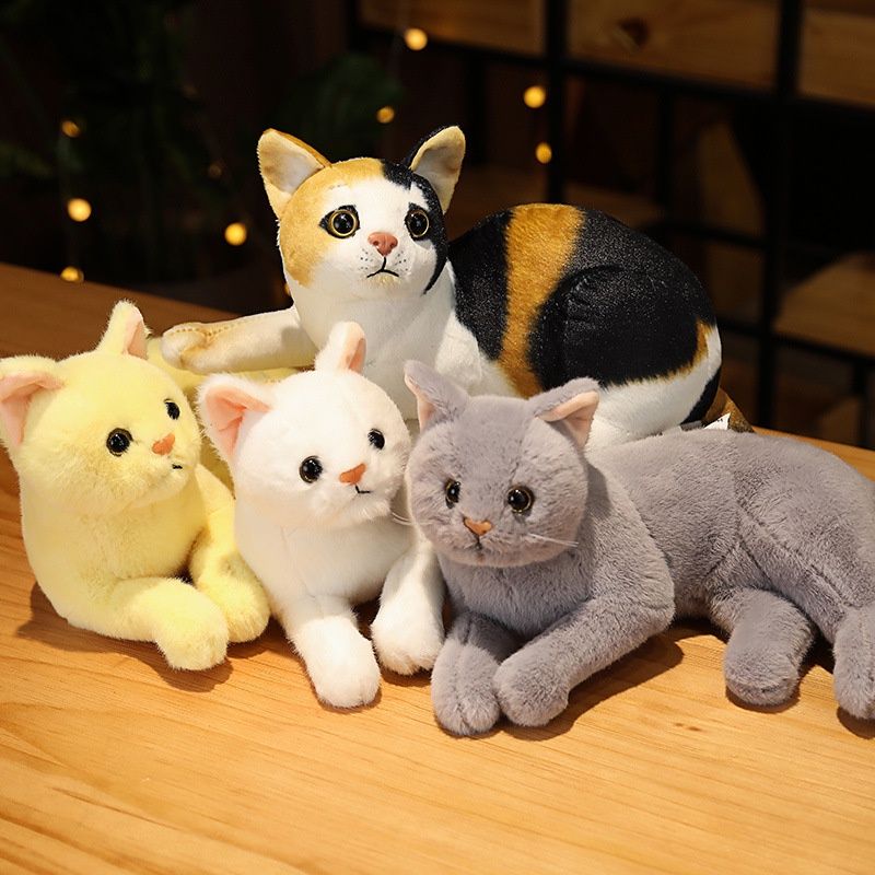 Plush Cat Realistic 31cm Doll Soft Stuffed Kitten Toy In Pure Grey White Yellow And More For Pet Kids Collection_voghion.com