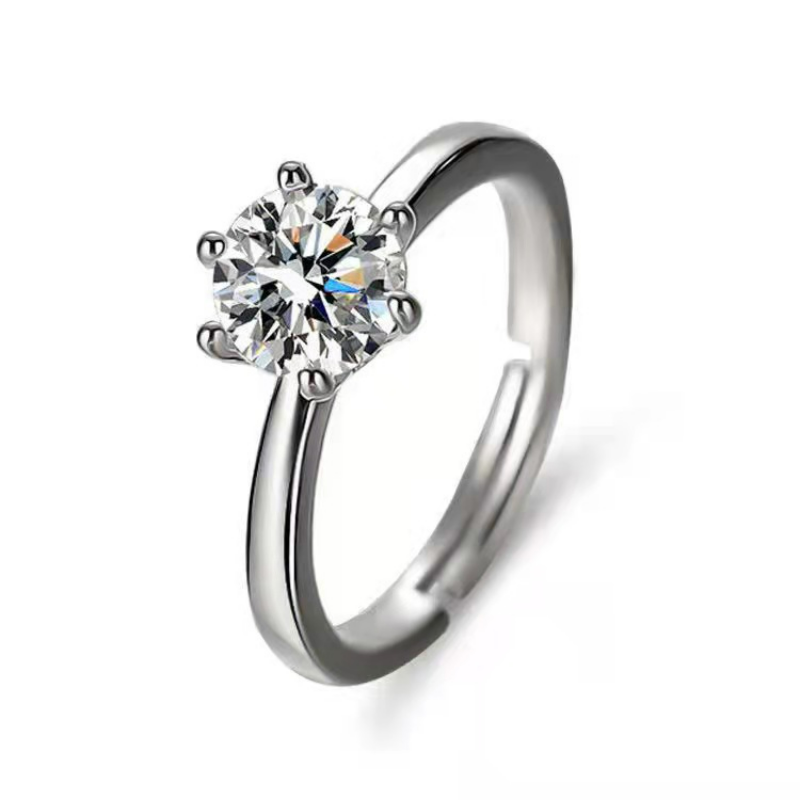 Hot Sales Moissanit Zirkon Verlobungsring fir Männer a Fraen - Klassesche Sechs-Krallen-Koppelring_voghion.com