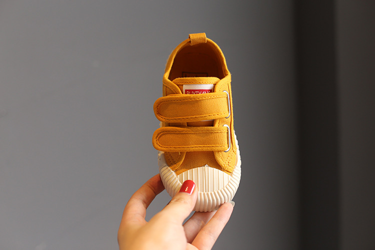 Kinder schuhe Candy farbe low top kinder leinwand schuhe Klett_voghion.com