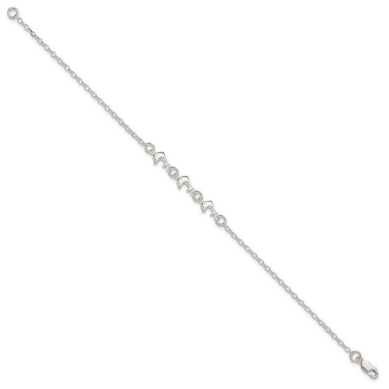 Sterling Silver 3 Dolphins Anklet_voghion.com