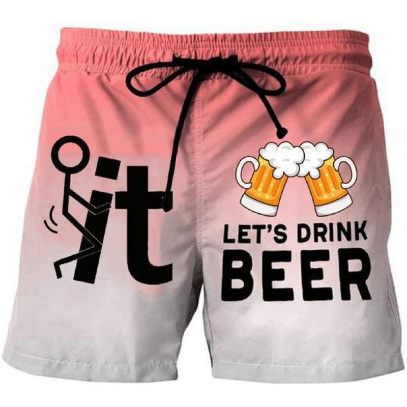 Unbeatable Quality Unbeatable Quality 2025 Summer New Men's Beach Pants 3D Fun Cartoon Beer Shorts Youth Trend_voghion.com