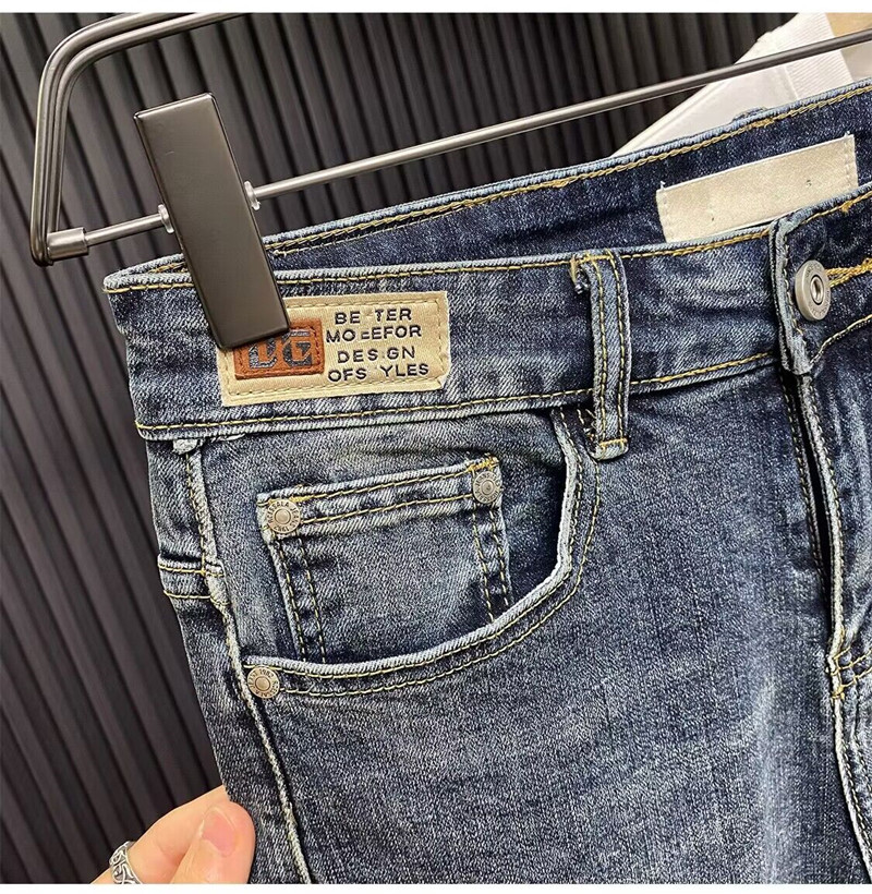 Calças masculinas slim fit, simples, de perna pequena, da moda, com bigodes de gato, calças compridas emagrecedoras_voghion.com