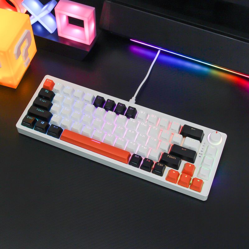 Tastiera meccanica wireless Bluetooth ZA68 transfrontaliera russa per giochi, tastiera russa personalizzata RGB a tre modalità sostituibile a caldo_voghion.com