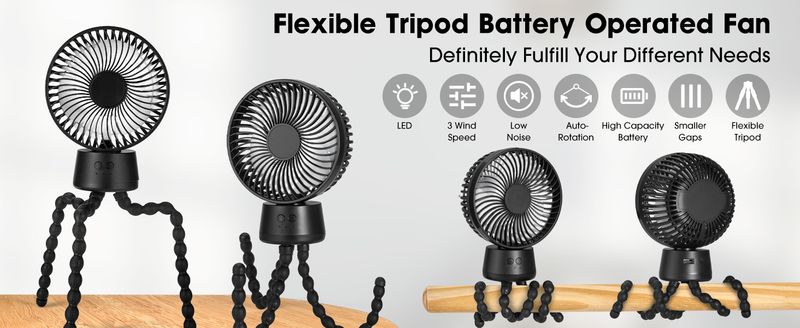 10000mAh Stroller Fan - Tripod Clip 50H Ultra-Long_voghion.com