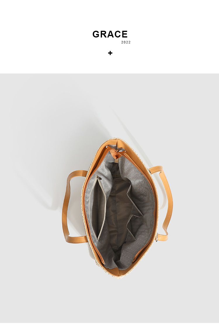 Grastasche für den Unterricht, große Kapazität, Freizeitspitze, gewebte Umhängetasche für die Sommerarbeit 2024, Einkaufstasche_voghion.com