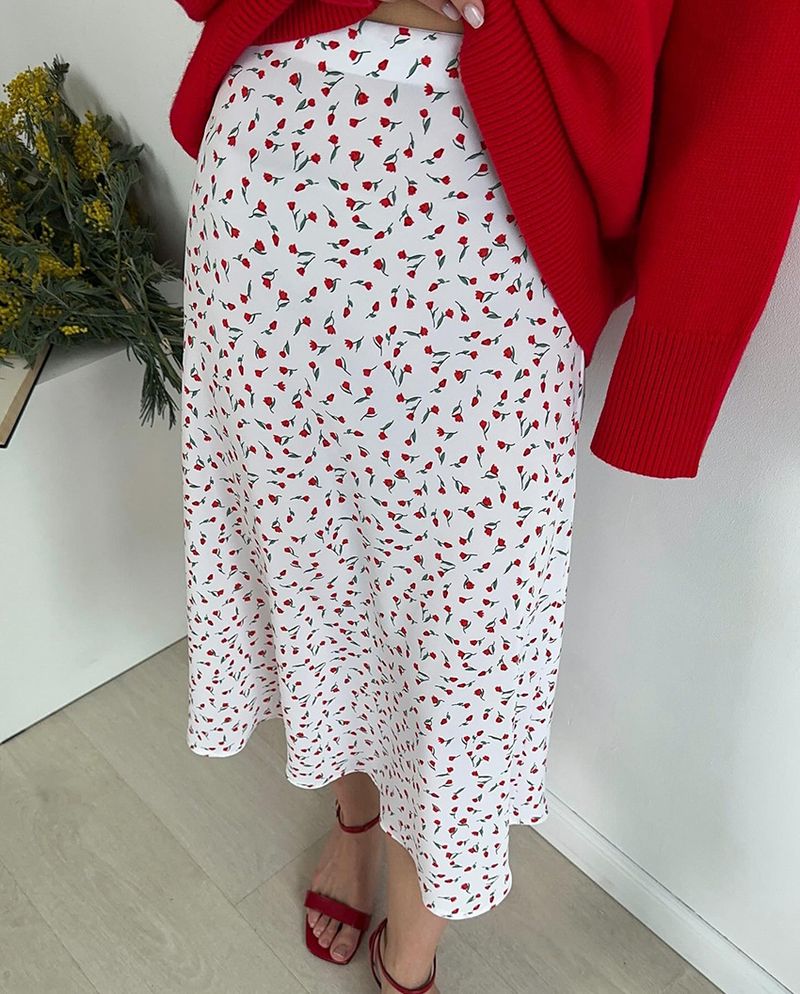 Gonna a sirena a vita alta floreale da donna, temperamento alla moda, pendolarismo, tutto abbinato_voghion.com