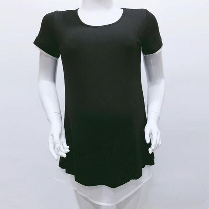 Stor gravid kvinde løstsiddende mavedækkende kortærmet t-shirt dame sommer 2024 ny todelt outfit_voghion.com