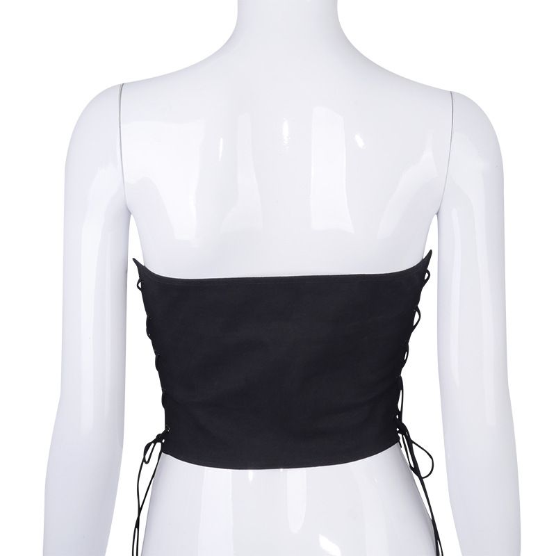 K20425T Summer New Women's Solid Color Sleeveless Sexy Wrapped and Backless Cocktail Strap Chest on Both Sides_voghion.com