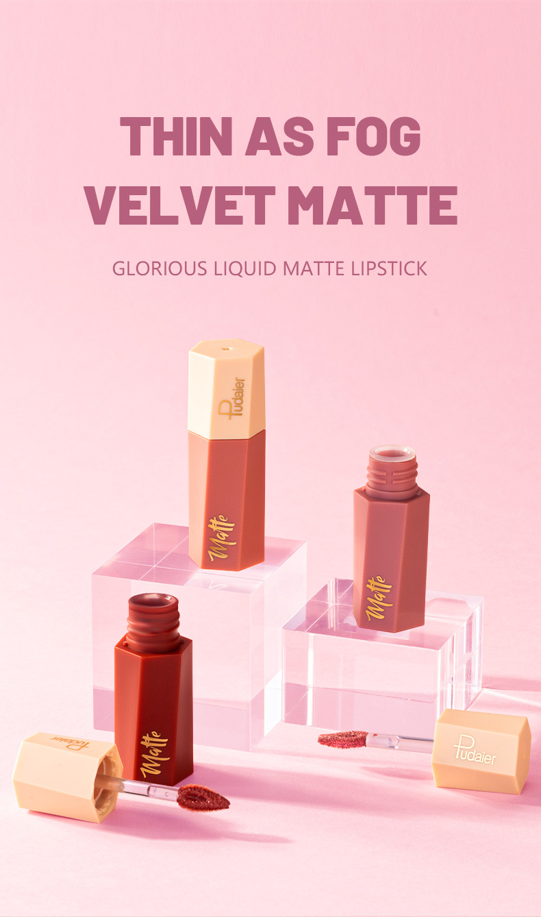 Pudaier 14 Farben Samt Matt Lippenstift Antihaft-Cup Lipgloss Lippenstift Samt Textur_voghion.com